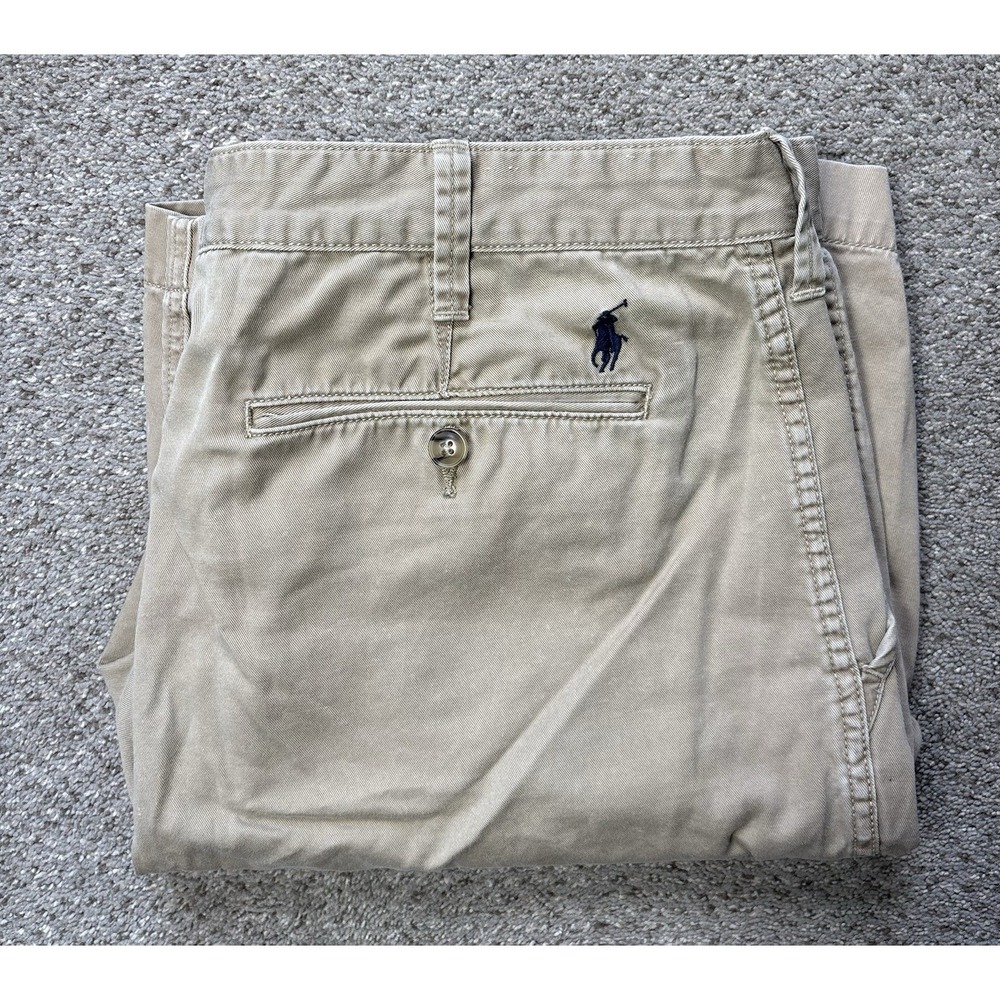 Polo Ralph Lauren Mens Size 36 Chino Shorts Relaxed Fit Tan Beige Pockets Pony